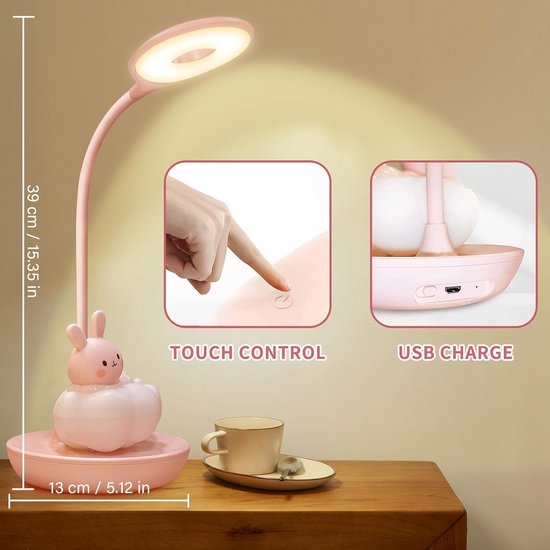 Kawaii Desk Lamp voor Kinderen - Dimbare LED Tafel Lamp met 3 Verlichtingsstanden van Kawaii — afbeelding 2