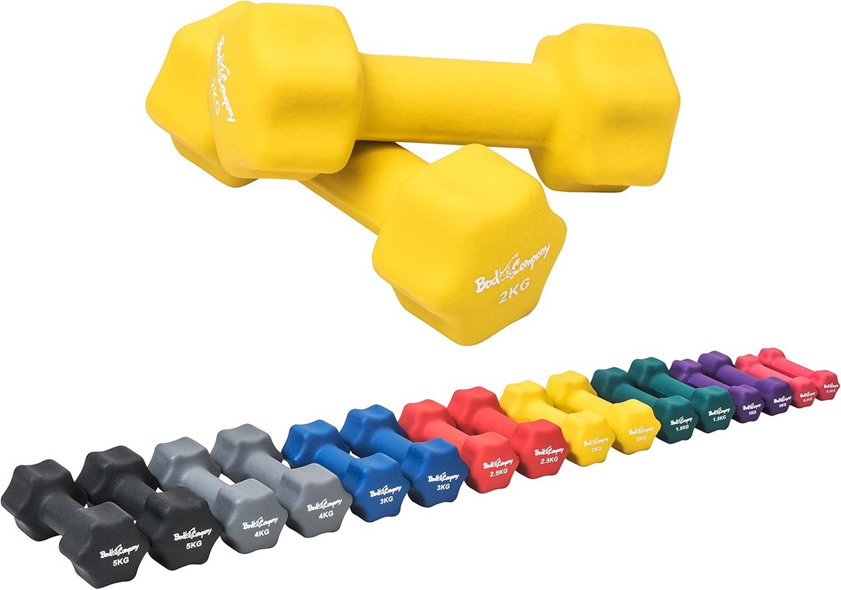 Neopreen Dumbbells 2 x 2 kg - Korte Halters voor Thuis Fitness en Aerobics