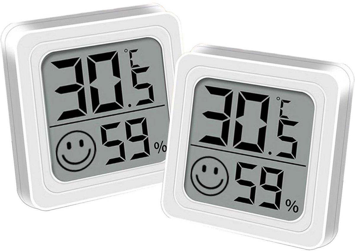 2 stuks Digitale Thermometer en Hygrometer Binnen - Real-time Luchtvochtigheid en Temperatuur Monitor