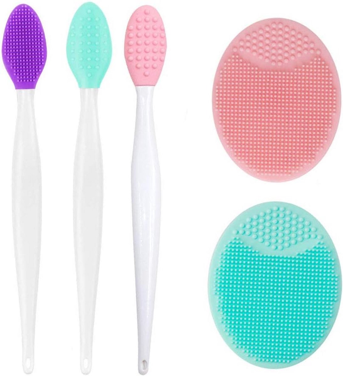 Lippen Exfoliator en Gezichtsreinigingsborstel Set - 5-Delig Siliconen Scrub & Massage Set