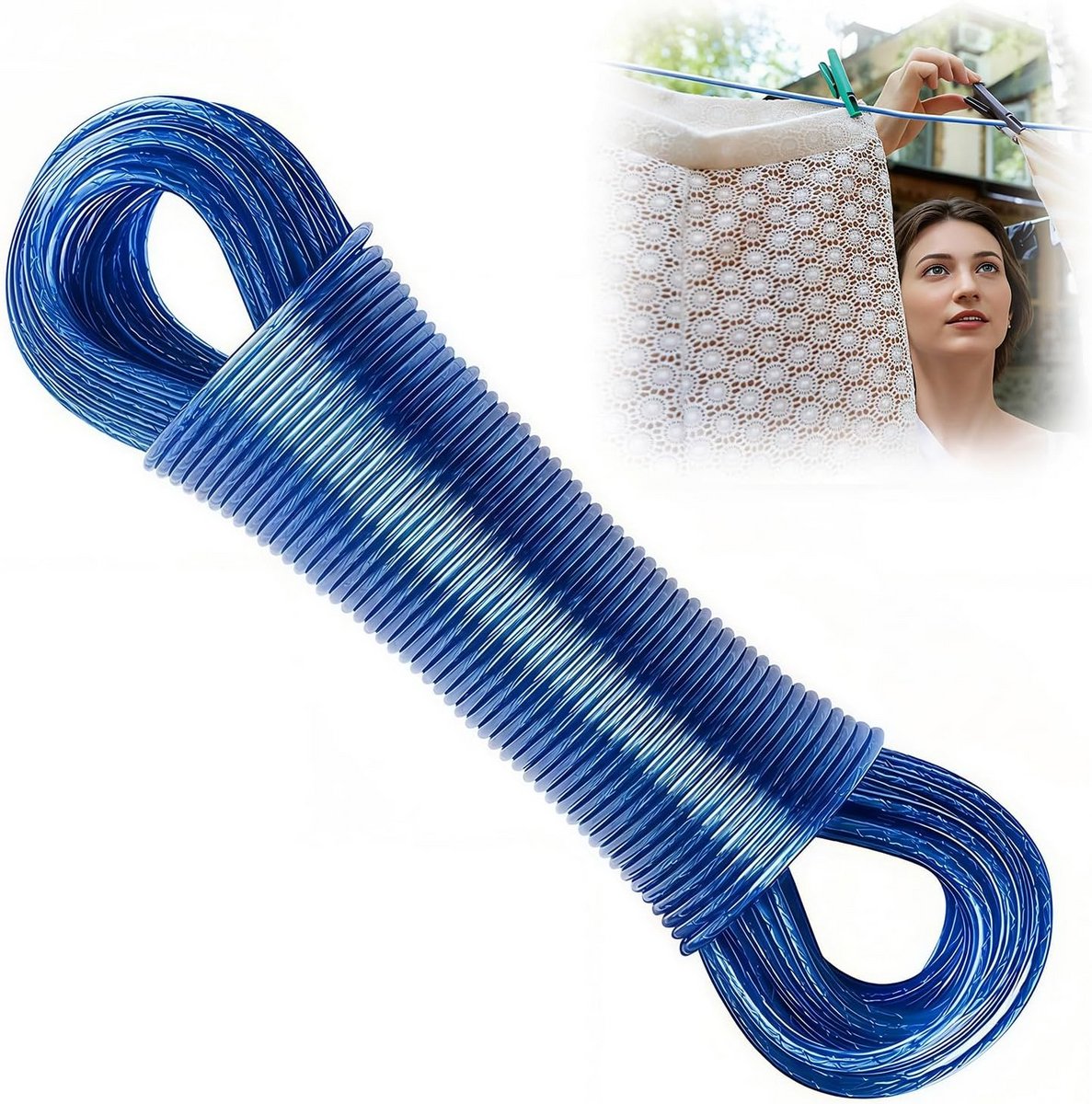 30 Meter Sterk Waslijn Touw met Stalen Kern - 3mm Diameter Waterdicht en Roestvrij