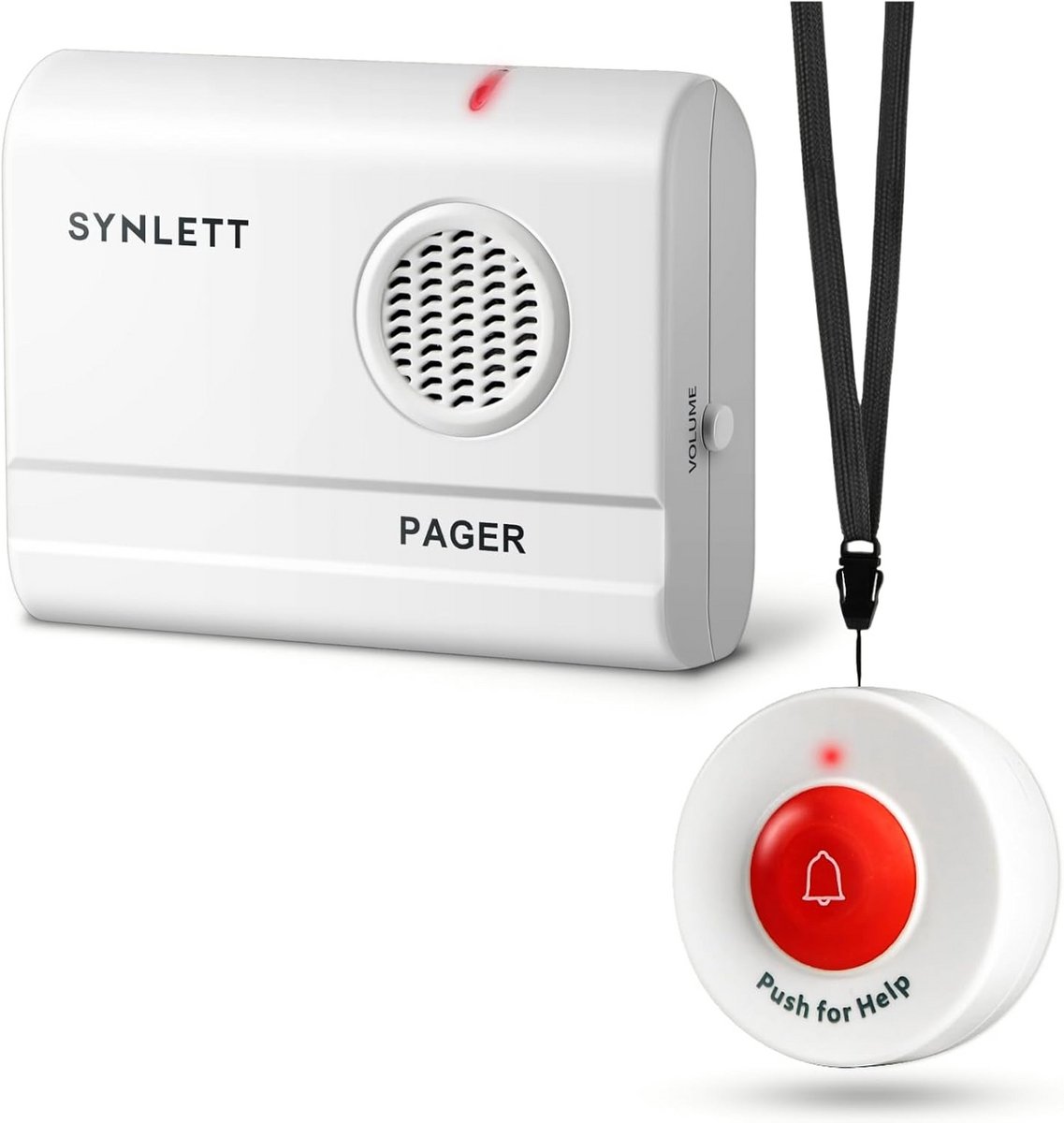 Draadloze Pager met SOS Noodknop voor Ouderen – Compact Alarmsysteem voor Verzorging en Thuiszorg