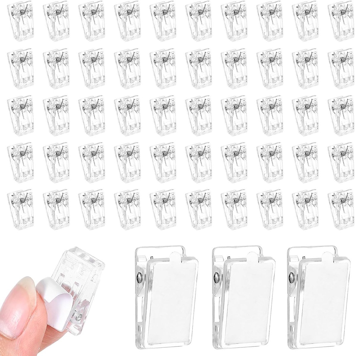 50pcs Zelfklevende Clips - Zelfklevende Wandclips - Plastic Hangclips voor Posters en Foto's - Transparante Decoratieclips voor Kantoor en Thuis