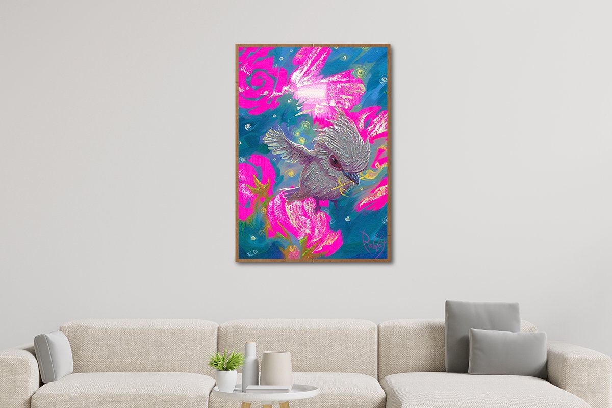Golden Birds Series – The Messenger of Light #3 – A3 – Canvas – Giclée Art Print