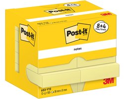 Post-It Notes | 100 vel | ft 38 x 51 mm | geel | 8 + 4 GRATIS