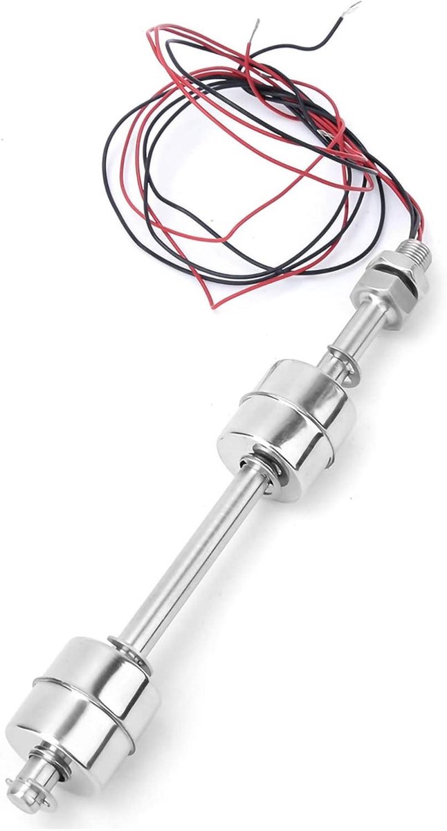 12V Roestvrijstalen Waterniveausensor voor Watertank, Zwembad en Aquarium - Bal Vlotterschakelaar met Dual Ball - Geschikt voor Drijvend Lichaam 250mm - Betrouwbare Vloeistofniveausensor