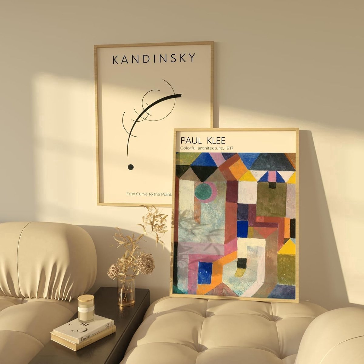 Stunq® 3 dubbelzijdige kunstdruk posterset, DIN A3 (30cm x 42cm), stijlvolle wandposter, 6 wandschilderijen, dubbelzijdige afbeeldingen (Klee/Kandinsky, zonder lijst - DIN A3)