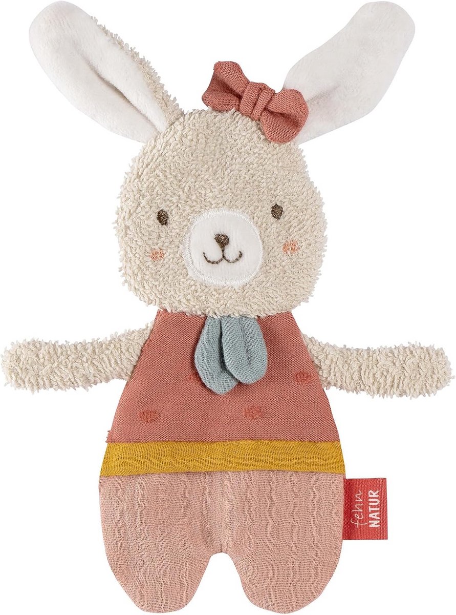Knuffel Konijn Met Ritselgeluid en Bio Katoen – Activiteitsspeelgoed voor Baby en Peuter