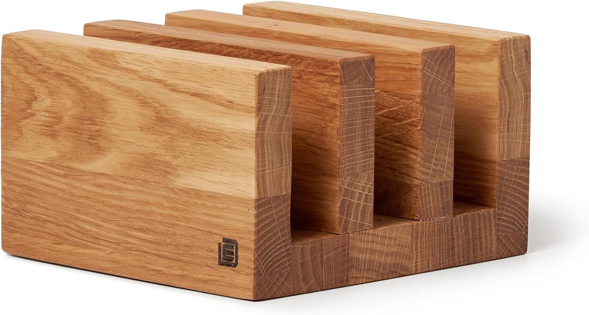 Houten Snijplankhouder van Eikenhout voor 3 Planken - Handgemaakt en Stevig