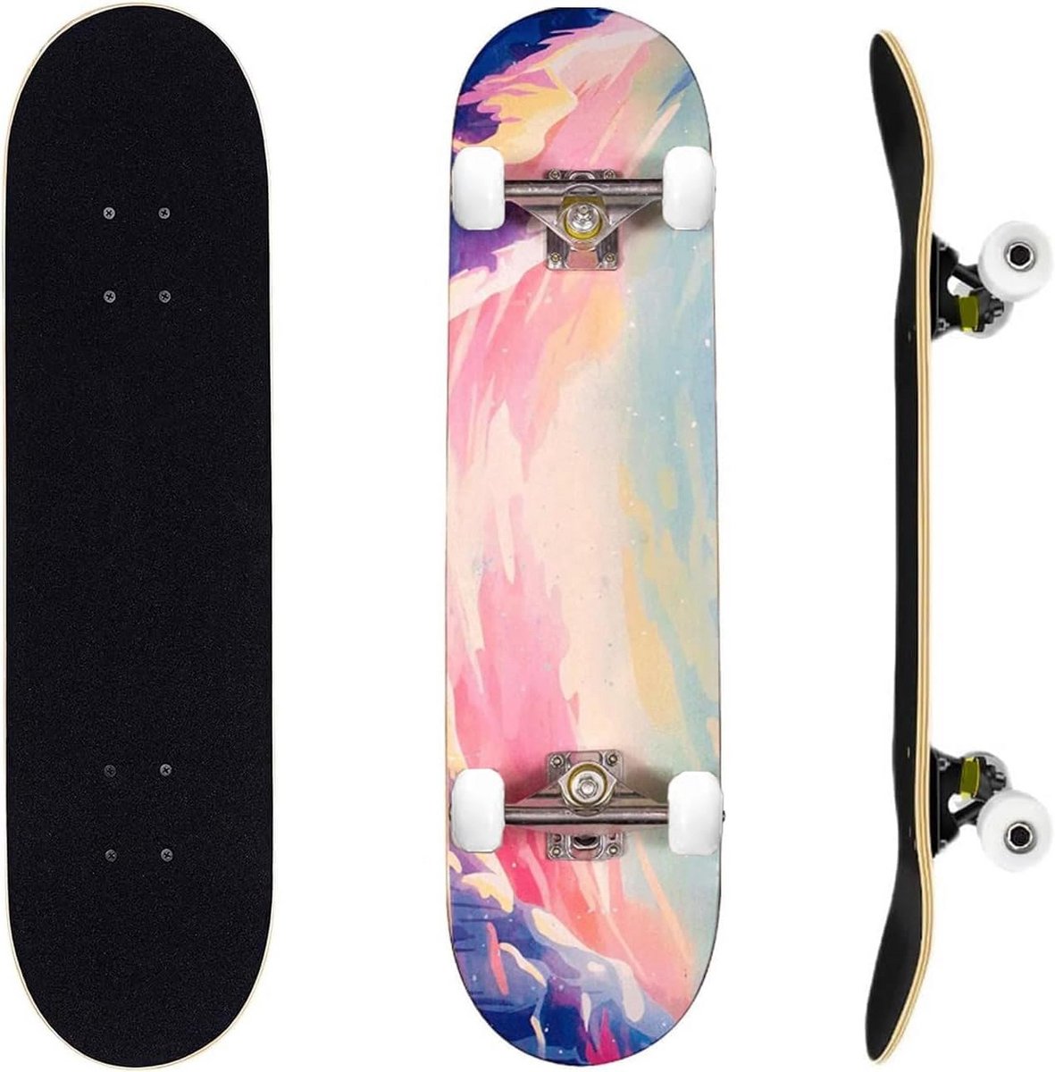 Compleet Skateboard voor Beginners en Gevorderden 80×20 cm Dubbele Kick Concave Deck