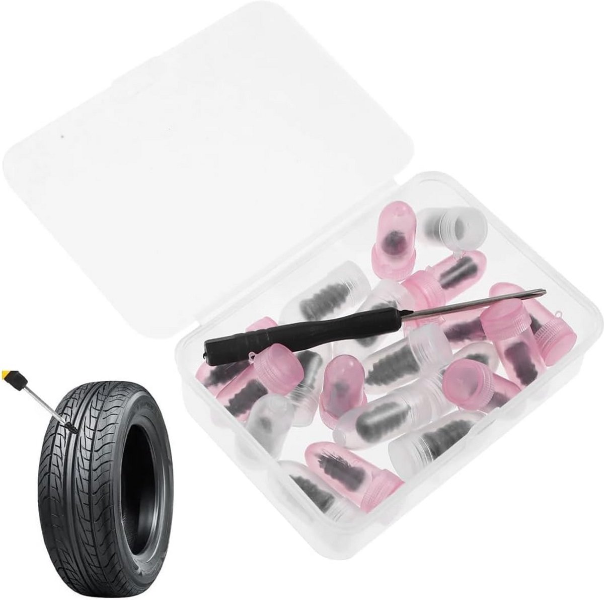Uitgebreide Bandenreparatieset 40-delig voor Auto, Motor, Scooter en 4x4 - Tubeless Bandenplakset