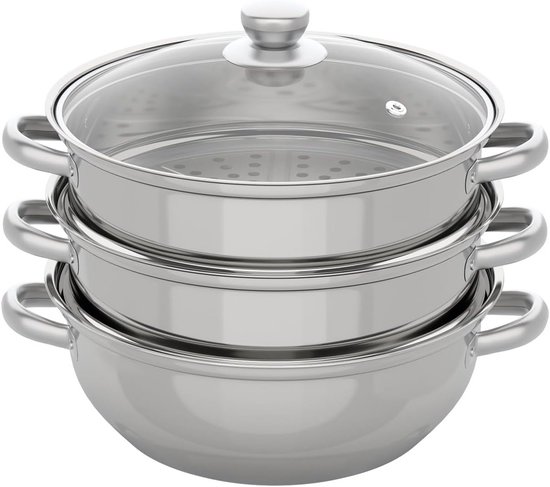 Stoompan, 2-laags keukengerei van roostvrij staal, 27 cm / 11 inch