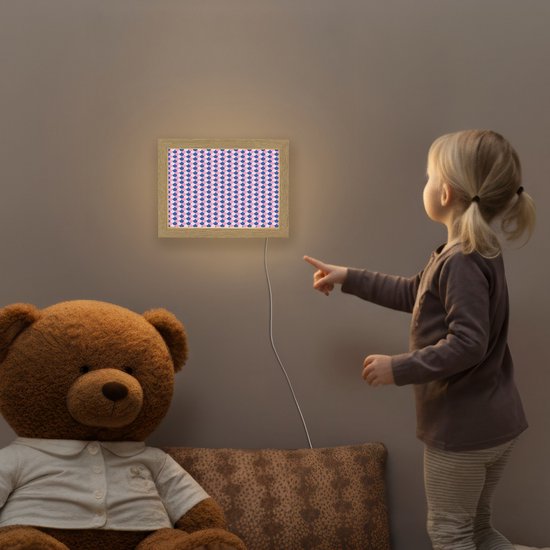 Nachtlampje 20x15 cm - Kinder lampje - Patroon - Schubben - Blauw - Roze - Tafellamp kinderkamer - Slaapkamer lamp - Bedlamp kinderen - Kinderlampje stopcontact - Wandlamp babykamer - Nachtlampjes van Merkloos — afbeelding 5