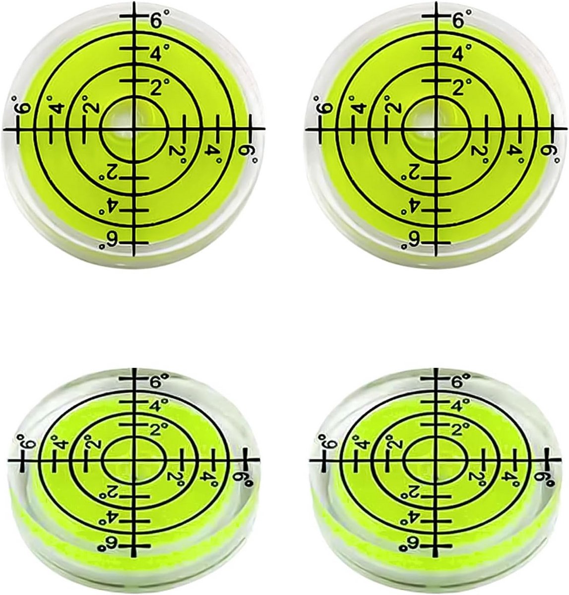 4 Stuks Mini Waterpas - Compact Bubbel Niveau voor Camping, Camera, Caravan en Precisiewerk