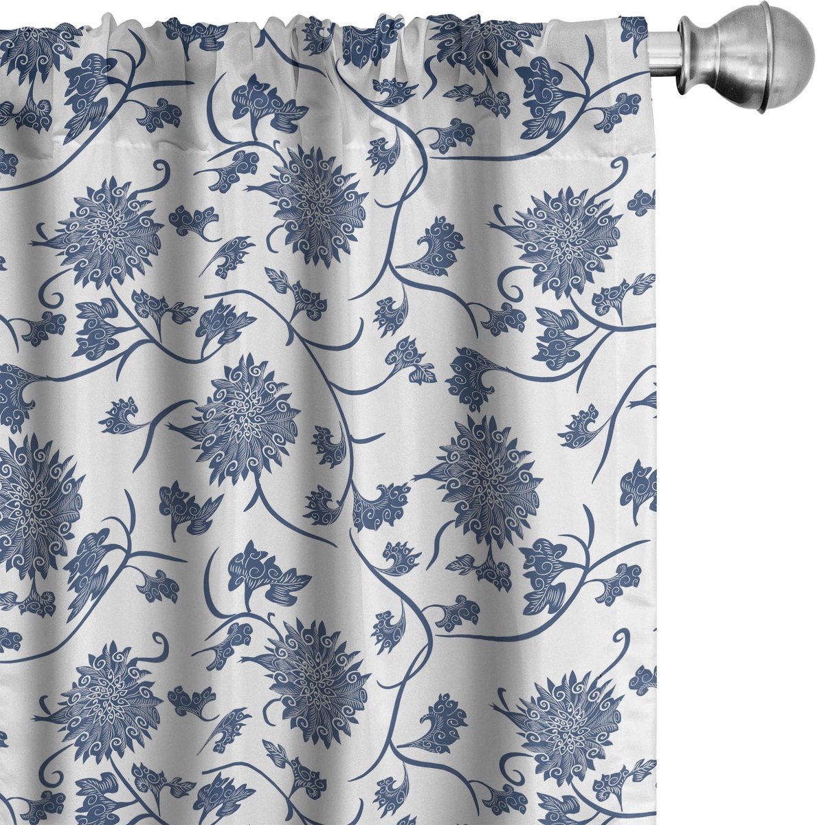 ABAKUHAUS Blauw-wit – 2x paneelgordijnen – microvezel – halfdonkerend – 150x175 cm