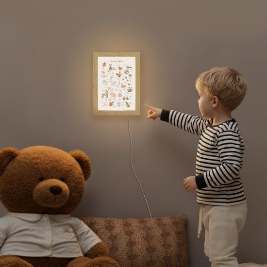Nachtlampje 15x20 cm - Kinder lampje - Alfabet - Boerderij - Educatief - Letters leren voor kinderen - Dieren - Tafellamp kinderkamer - Slaapkamer lamp - Bedlamp kinderen - Kinderlampje stopcontact - Wandlamp babykamer - Nachtlampjes van Merkloos — afbeelding 5