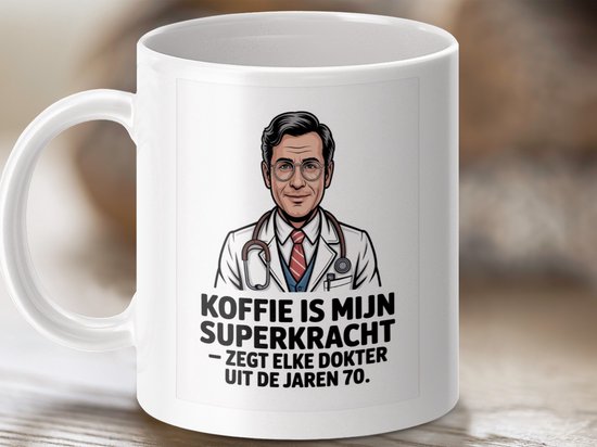 Mok koffie is mijn superkracht, dokter 70s mug, grappige koffiemok, retro dokter cadeau, arts koffie, grappige mok, unieke mok