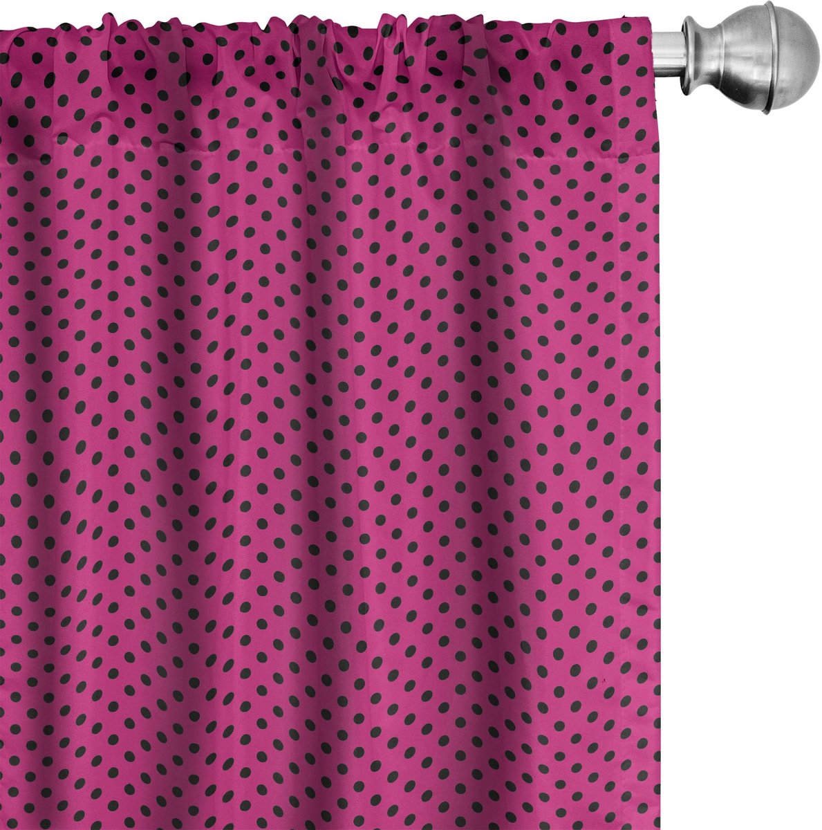 ABAKUHAUS Hot Pink en Zwart – 2-delige gordijnenset 75x225 cm – microvezel