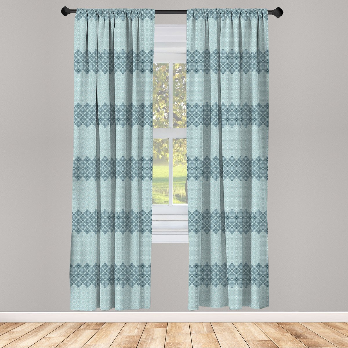 ABAKUHAUS Marokkaanse raamgordijnen – 2x75x175 cm – microvezel – bleek turkoois
