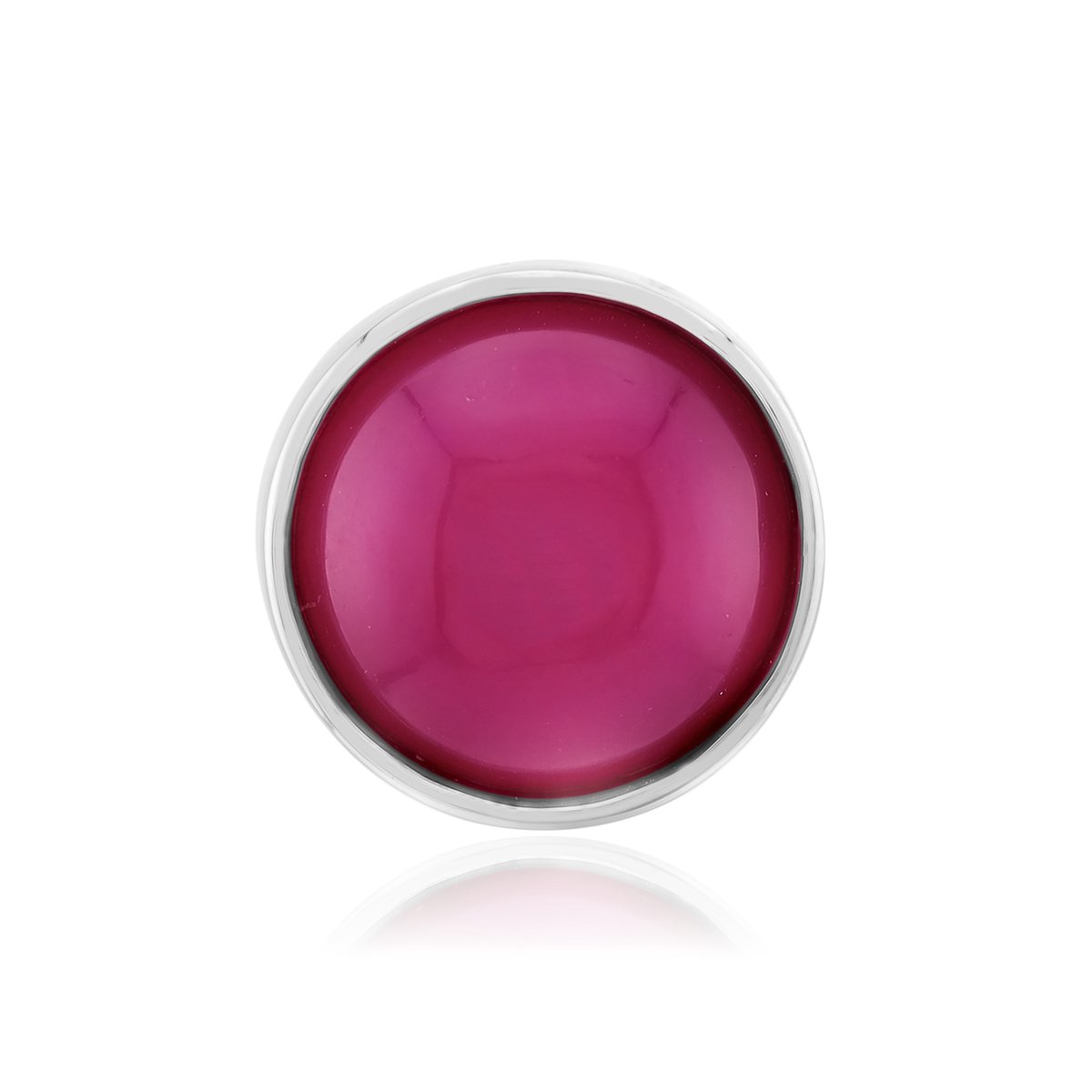 Cavill - Zilveren Hanger met Framboos Chalcedoon 4,1 ct - 925 Sterling Zilver - Platinum Plating - Ronde Cabochon 10mm - Elegant Sieraad Dames