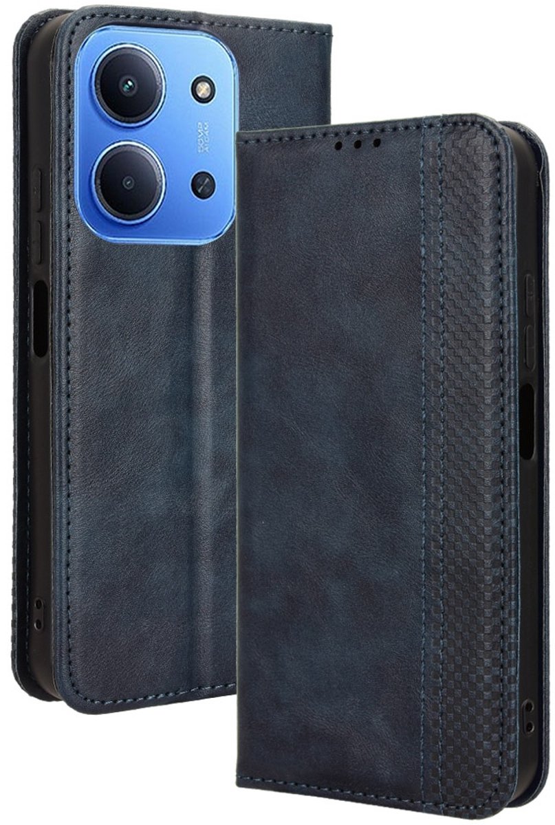 Coverup Hoesje - Geschikt voor Xiaomi Redmi 15C Hoesje - Coverup Vintage Style Book Case - Blauw