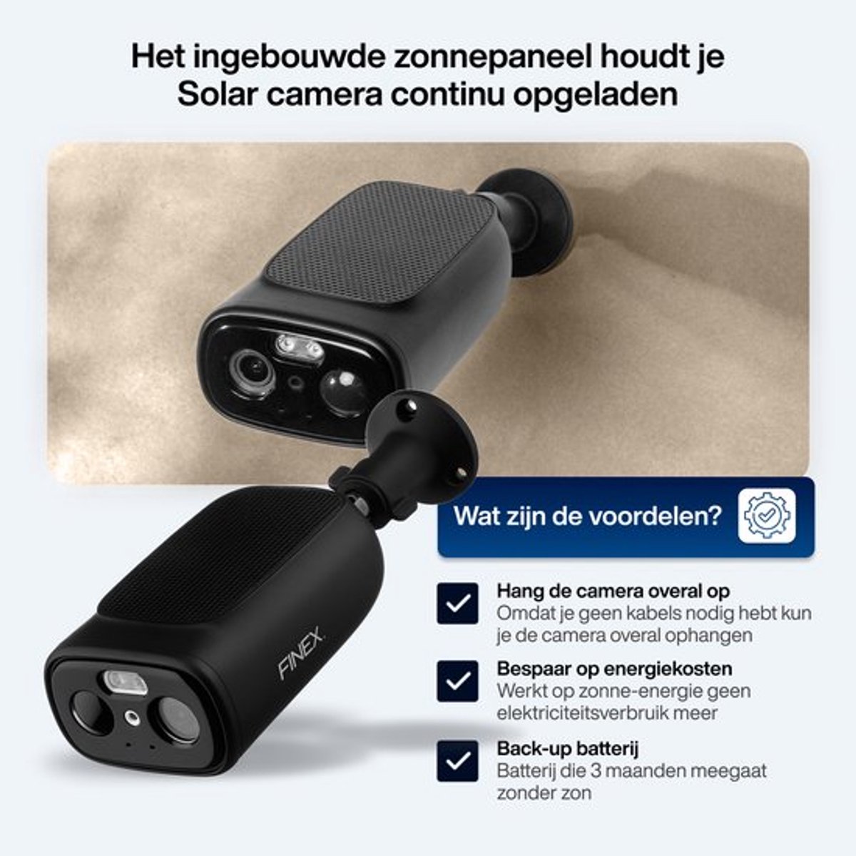 Finex Solar Camera Draadloze Beveiligingscamera 2K Ultra HD - afbeelding 3