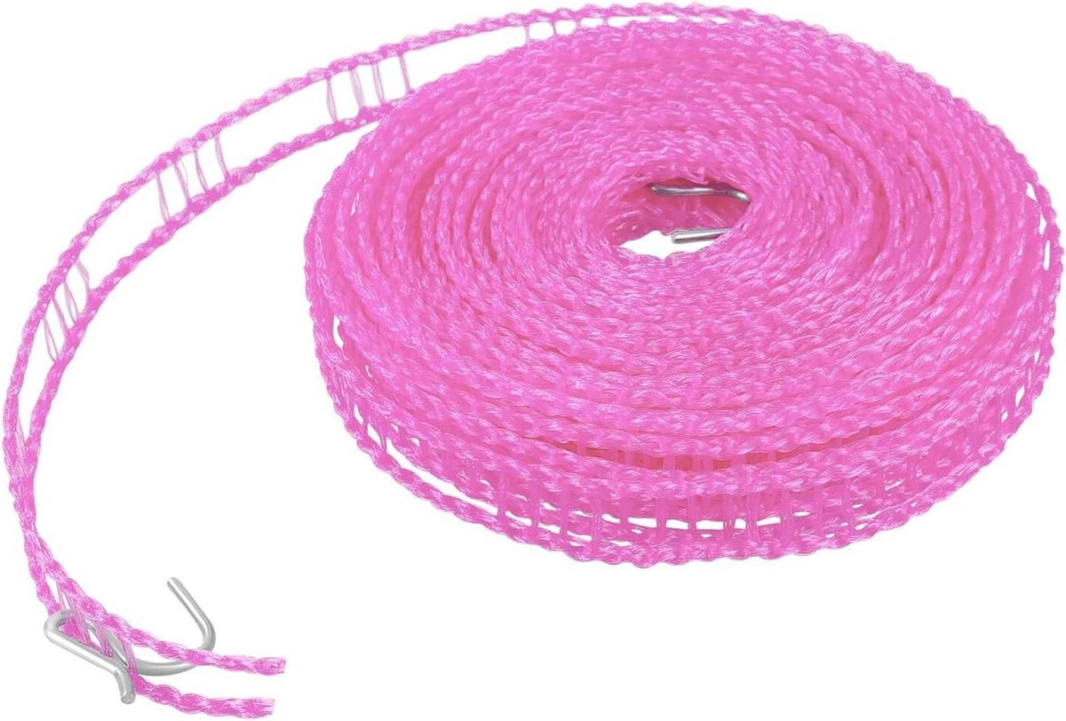 VVGoods - Draagbare roze waslijn van 8 m met antislip en winddichte eigenschappen