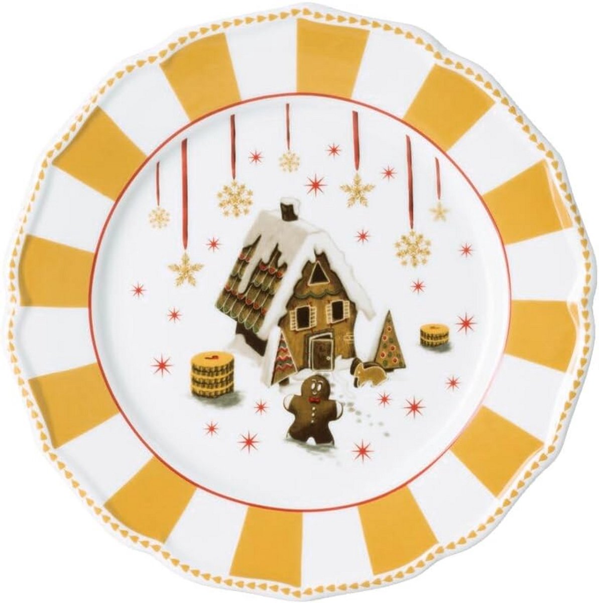 Plat Bord Kerstservies Feestelijk Diner 22 cm Beige