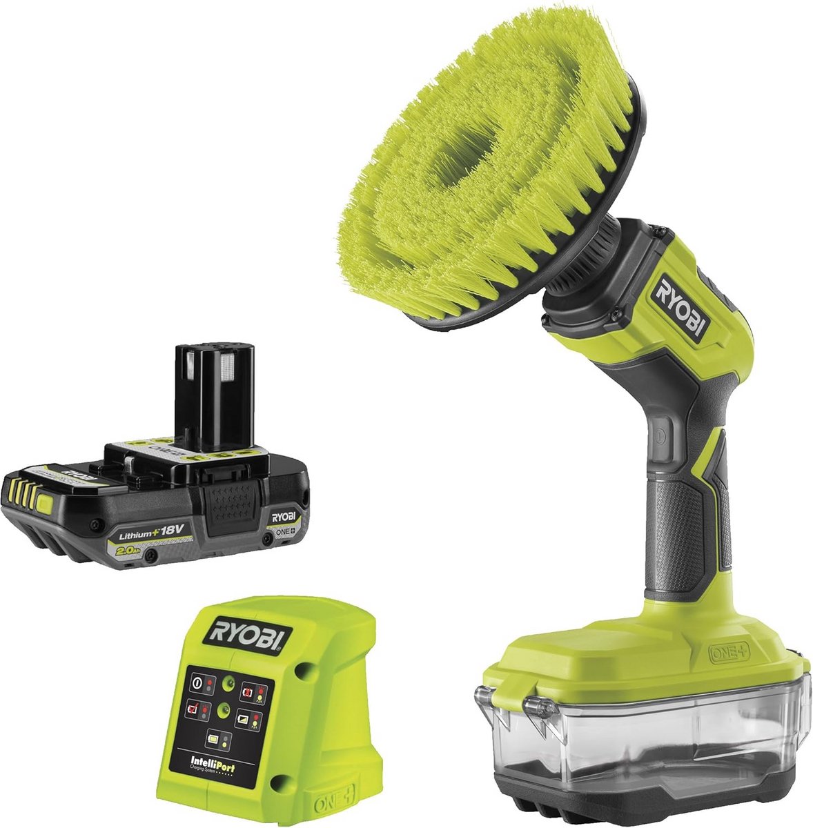 Accu Roterende Borstel 18V voor Reiniging - Inclusief 2.0 Ah Batterij en Oplader
