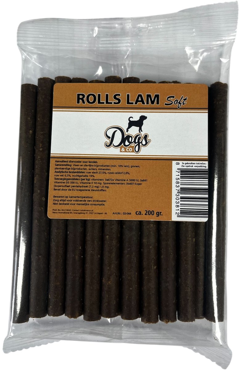 Dogs&Co Snack Rolls Lam 200gram - Honden verwen snacks