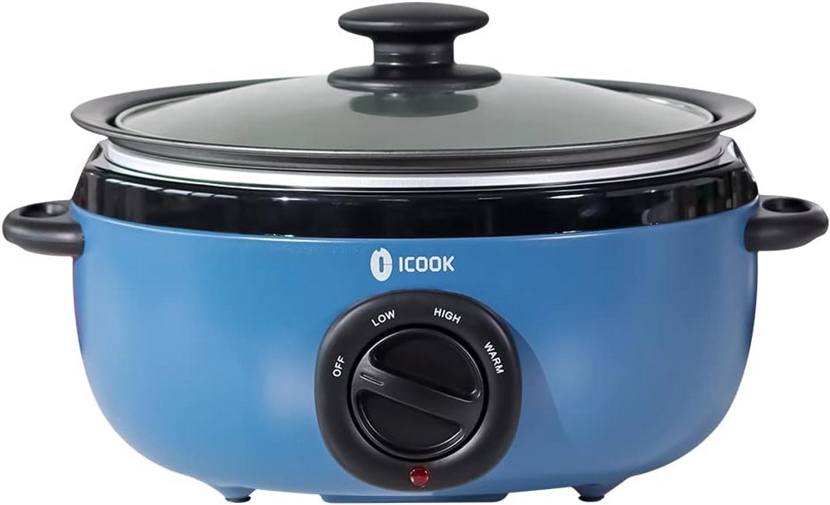 Slowcooker - Stoofpot Pan - Maaltijden Bereiden - Uitneembare Aluminium Pot - 6.5 Quart - Blauw – foto 7