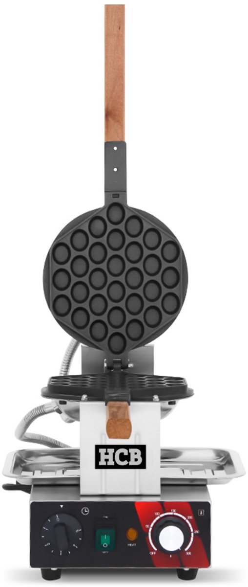 HCB® - Professioneel rond horeca Wafelijzer - bubbel patroon - 230V - Wafelmaker van RVS / INOX - 42x22.5x29 cm (DxBxH) - 20 kg - 8680