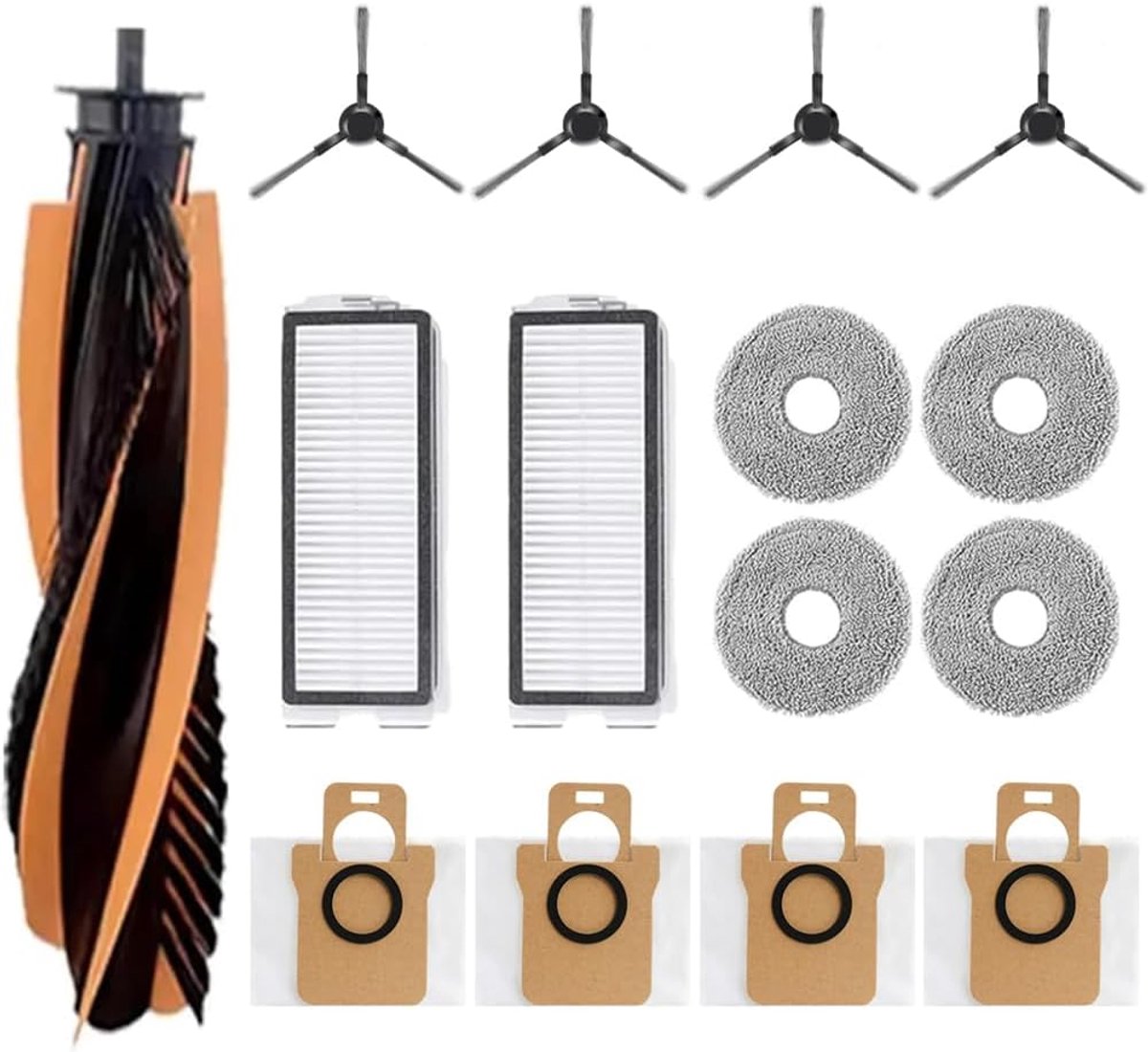 15 Pack Vervangende Onderdelen set - geschikt voor JONR P20 Pro Stofzuiger - met Hoofdroller Borstel - filter - Stofzakken - Zijborstels - Mop Doeken