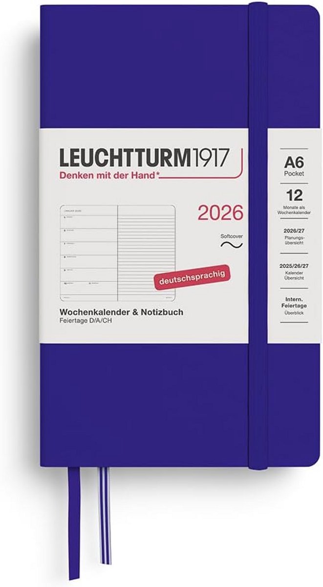 Weekagenda en Notitieboekje Pocket A6 2026 Softcover Dagoverzicht