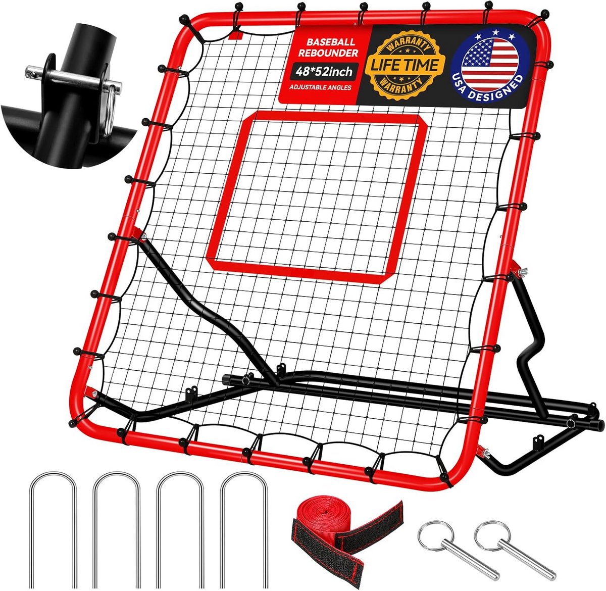 Verstelbaar Trainingsnet voor Honkbal, Softbal, Voetbal & Rugby - Pitchback Rebounder UV-bestendig