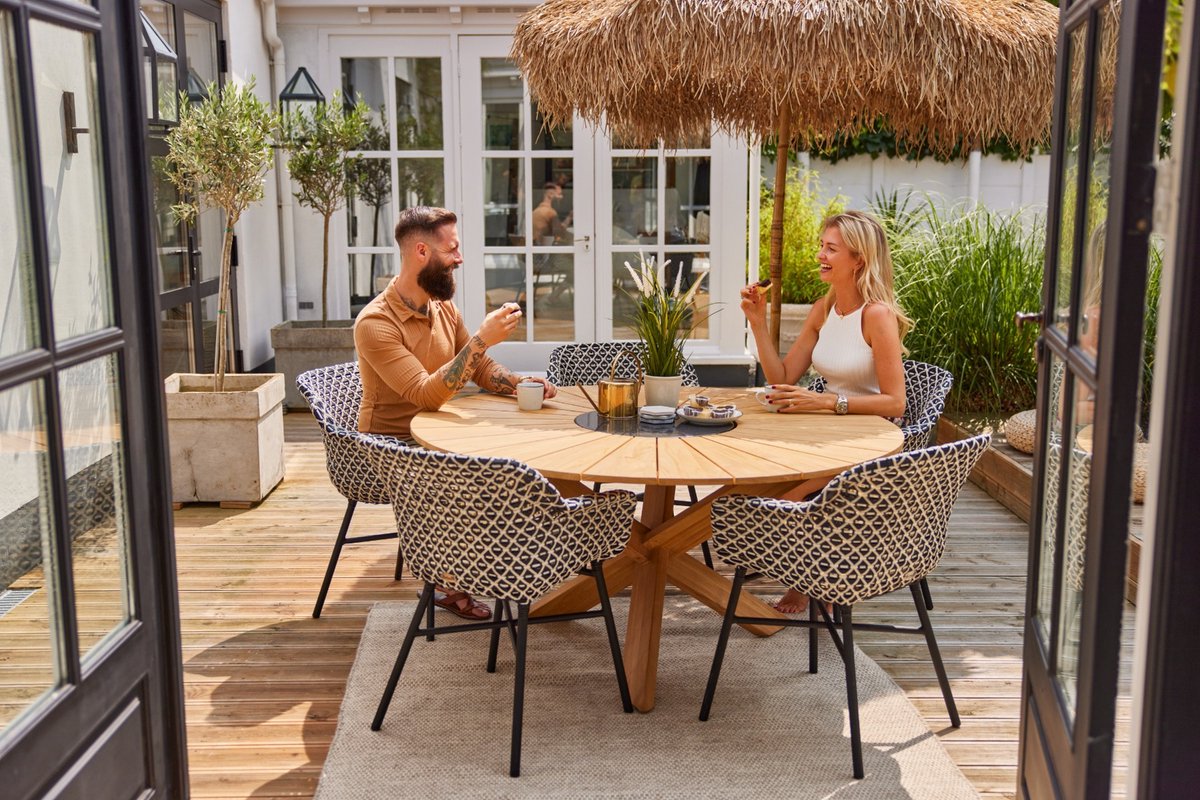 Hartman Delphine chaise de jardin dining - Noir/Blanc Wicker