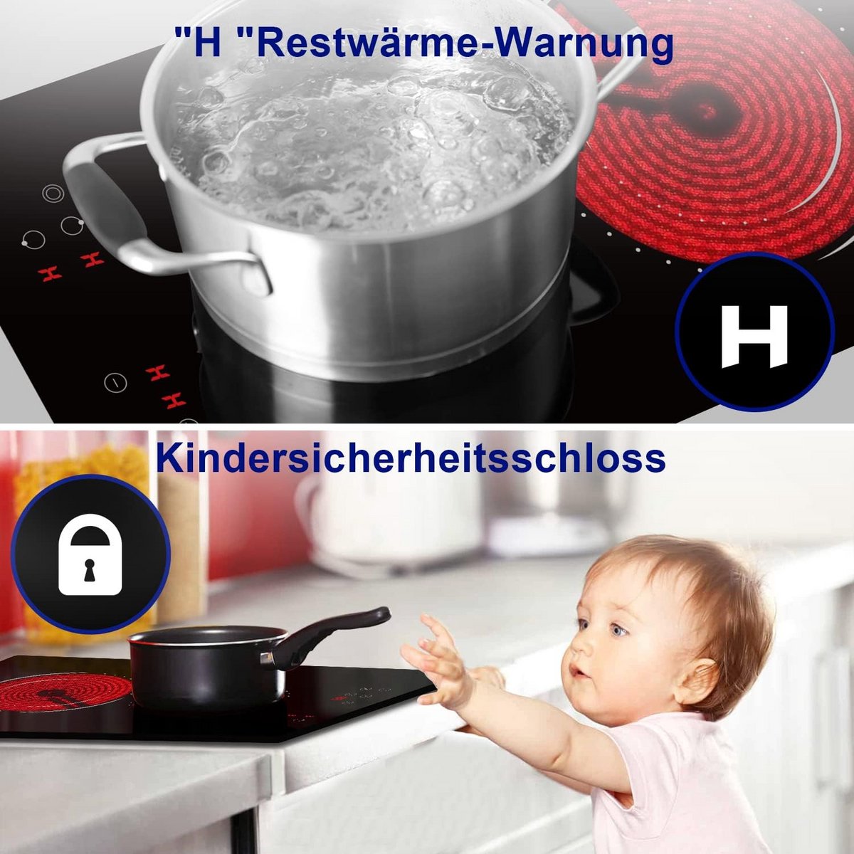 Inbouwkookplaat Keramisch 30cm - 2 Zones, 3200W - Touch Control, Timer & Kinderslot