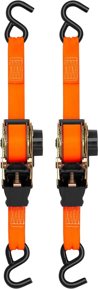 Intrekbare Ratelbanden 25 cm - Sterke Spanbanden met Ratel (2 stuks) - Veilig Vervoer Motorfietsen en Zware Lasten