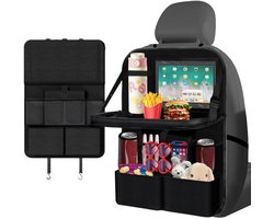 IMPERATORIS® Autostoel Organizer - Bescherming Achterkant Stoel - Met Tablet Houder en Opbergvakken - Voor Kinderen en Reizen - Waterafstotend - 1 Stuk - Zwart - 42D x 10W x 63H
