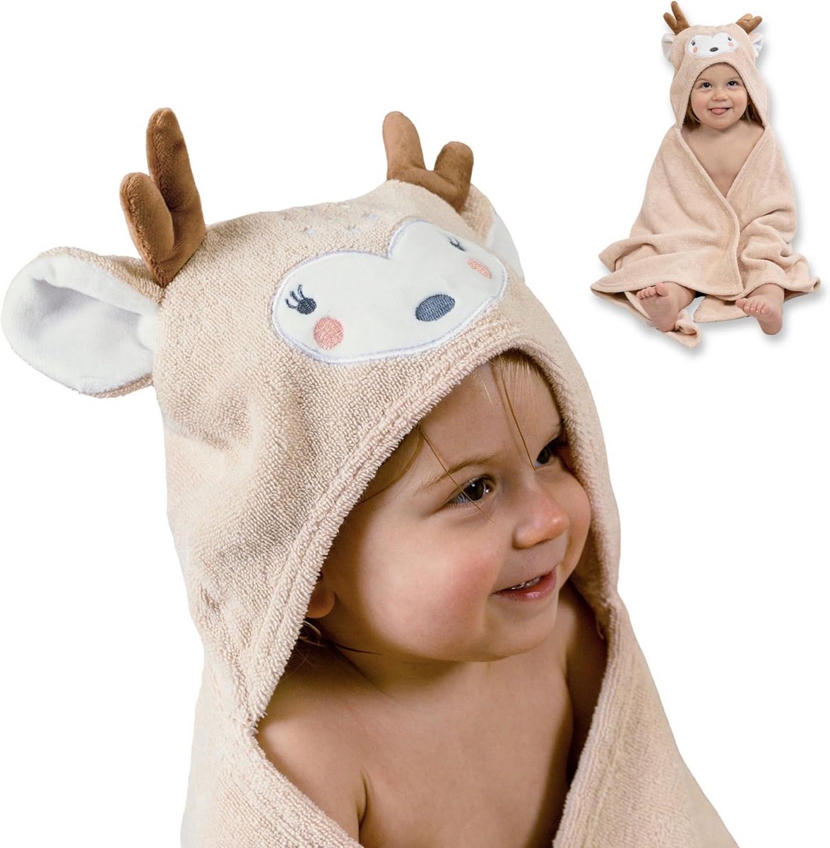 Zachte Biologische Katoenen Badponcho voor Baby's en Peuters
