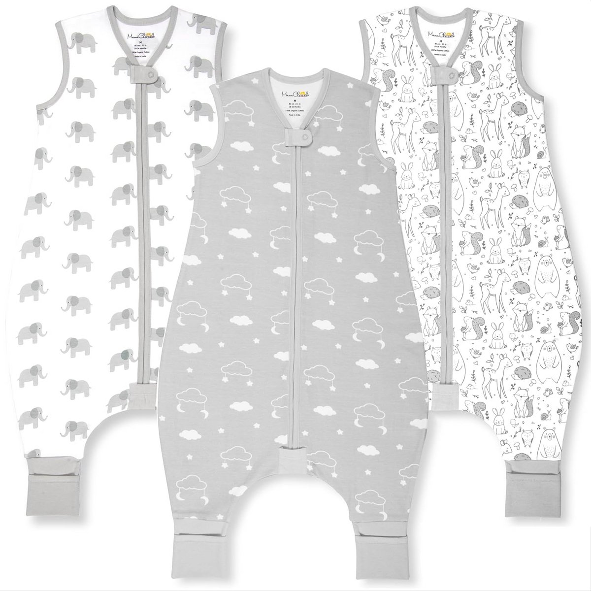 Peuter Slaapzak met Voeten - Draagbare Dekens Baby - Snel Leren Lopen - Biologisch Katoen 0.5 TOG - 92cm