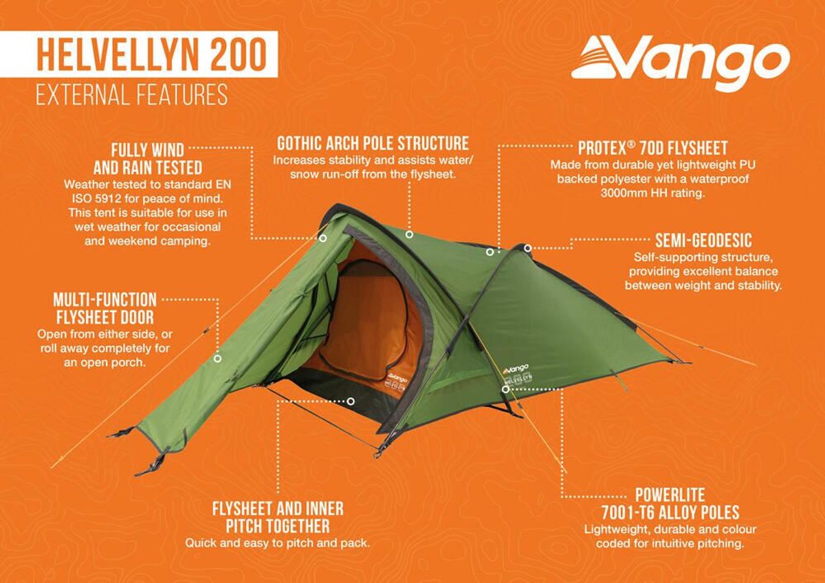 Vango Helvellyn 200 - Pamir Green - Koepeltent - Lichtgewicht