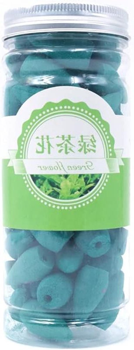 EGoods - Set van 60 Natuurlijke Groene Thee Backflow Wierook Kegels voor Thuiskantoor Keuken Slaapkamer Yoga Kamer