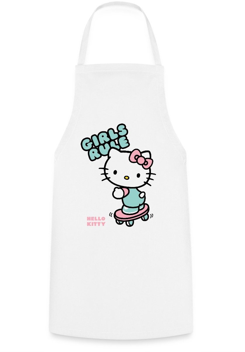 Hello Kitty Op Een Skateboard Met Girls Rules Keukenschort