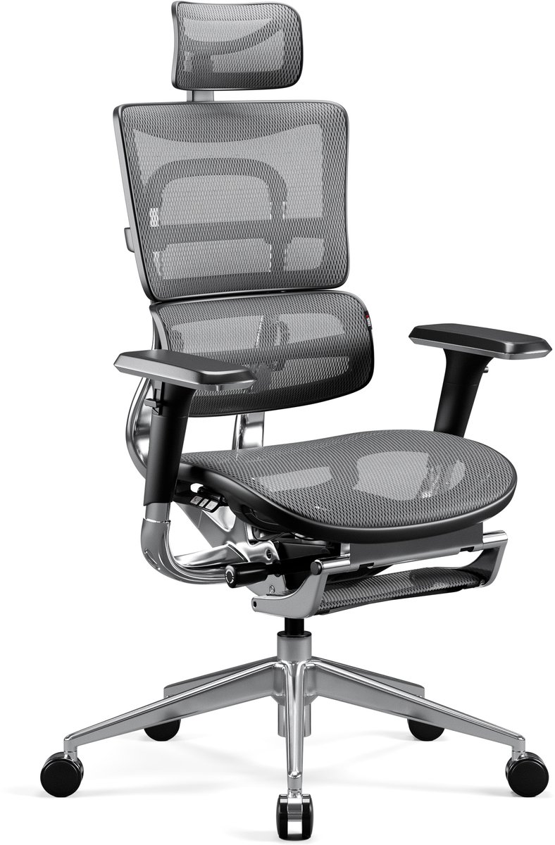 DIABLO CHAIRS - Bureaustoel V-MASTER - Ergonomische bureaustoel verstelbaar - Zwart / Grijs