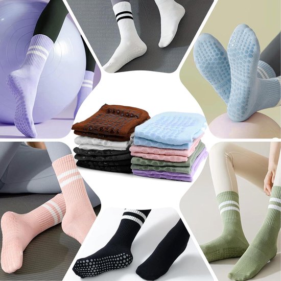 EGoods - Yoga sokken voor dames: antislip noppen, ABS, Pilates, Barre, dans, ballet, fitness - 8 paar - maat 36-40 — afbeelding 2