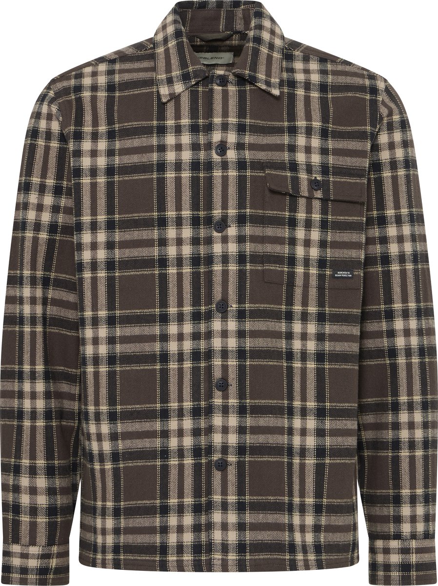 Blend Overshirt Geruit Bruin - Maat L