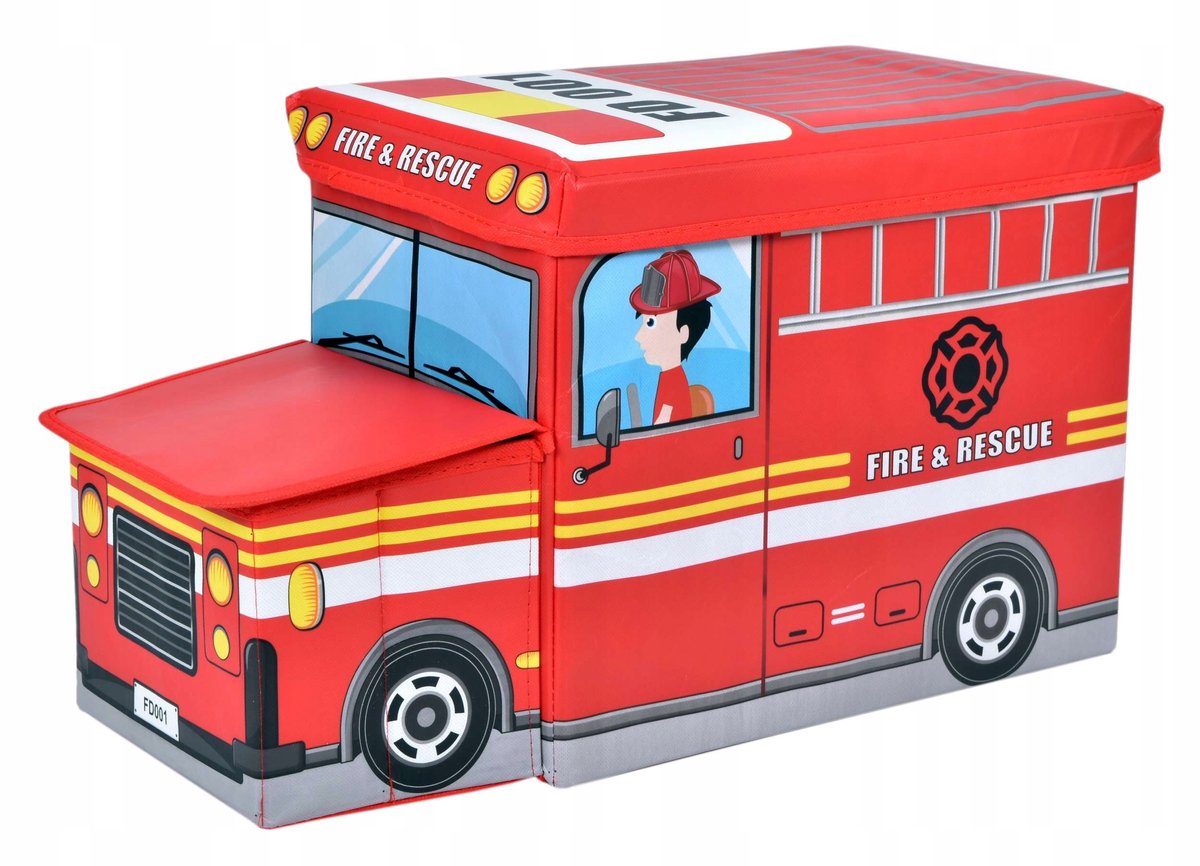 Brandweer Puf met Opbergruimte - Rood