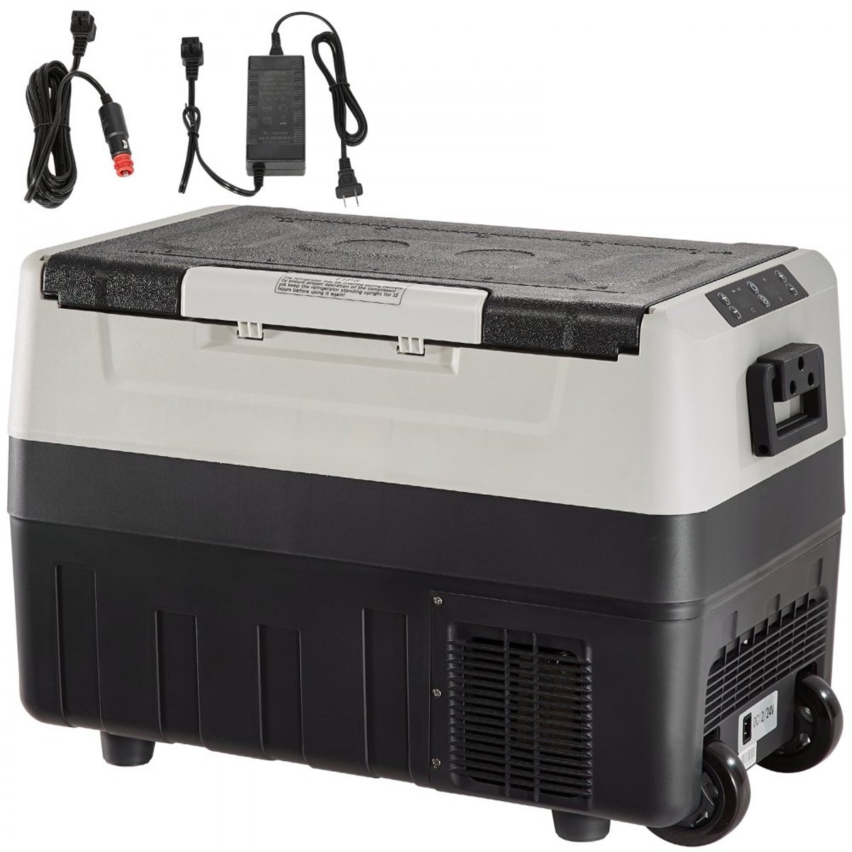 Autokoelkast/Campingkoelkast - Compressor Koelbox/Vriezer 45 L - Dubbele Zone 2-in-1 Koelen/Vriezen - 12/24 V - Draagbaar Met Handgreep - Voor Auto/Boot/Vrachtwagen - Grijs