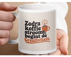 Mok Zodra Koffie Stroomt, begint de Creativiteit Mug, Koffie mok, Cadeau voor Koffieliefhebber, Motivatie mok, Kreatieve Geest mok